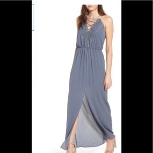 Wayf Posie Maxi Grey Grisaille gown size small